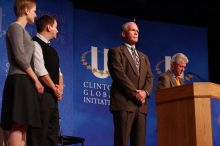 Former President Bill Clinton hands out commitment certificates to CGIU attendees for their exceptional pledges to the CGI cause during the opening plenary session of the CGIU meeting.  Day one of the 2nd Annual Clinton Global Initiative University (CGIU) meeting was held at The University of Texas at Austin, Friday, February 13, 2009.

Filename: SRM_20090213_16481748.jpg
Aperture: f/4.0
Shutter Speed: 1/160
Body: Canon EOS-1D Mark II
Lens: Canon EF 80-200mm f/2.8 L