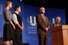 Former President Bill Clinton hands out commitment certificates to CGIU attendees for their exceptional pledges to the CGI cause during the opening plenary session of the CGIU meeting.  Day one of the 2nd Annual Clinton Global Initiative University (CGIU) meeting was held at The University of Texas at Austin, Friday, February 13, 2009.

Filename: SRM_20090213_16501868.jpg
Aperture: f/4.0
Shutter Speed: 1/160
Body: Canon EOS-1D Mark II
Lens: Canon EF 80-200mm f/2.8 L