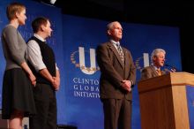 Former President Bill Clinton hands out commitment certificates to CGIU attendees for their exceptional pledges to the CGI cause during the opening plenary session of the CGIU meeting.  Day one of the 2nd Annual Clinton Global Initiative University (CGIU) meeting was held at The University of Texas at Austin, Friday, February 13, 2009.

Filename: SRM_20090213_16502769.jpg
Aperture: f/4.0
Shutter Speed: 1/160
Body: Canon EOS-1D Mark II
Lens: Canon EF 80-200mm f/2.8 L