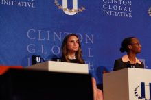 Natalie Portman (L) and Mambidzeni Madzivire (R), BME graduate student at Mayo Graduate School, at the first plenary session of the CGIU meeting.  Day one of the 2nd Annual Clinton Global Initiative University (CGIU) meeting was held at The University of Texas at Austin, Friday, February 13, 2009.

Filename: SRM_20090213_16530911.jpg
Aperture: f/4.0
Shutter Speed: 1/320
Body: Canon EOS-1D Mark II
Lens: Canon EF 80-200mm f/2.8 L