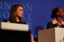 Natalie Portman (L) and Mambidzeni Madzivire (R), BME graduate student at Mayo Graduate School, at the first plenary session of the CGIU meeting.  Day one of the 2nd Annual Clinton Global Initiative University (CGIU) meeting was held at The University of Texas at Austin, Friday, February 13, 2009.

Filename: SRM_20090213_16531214.jpg
Aperture: f/4.0
Shutter Speed: 1/320
Body: Canon EOS-1D Mark II
Lens: Canon EF 80-200mm f/2.8 L