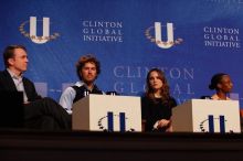 Paul Bell (1-L), president of Dell Global Public, Blake Mycoskie (2-L), founder of TOMS shoes, Natalie Portman (2-L), and Mambidzeni Madzivire (1-R), BME graduate student at Mayo Graduate School, at the first plenary session of the CGIU meeting.  Day one of the 2nd Annual Clinton Global Initiative University (CGIU) meeting was held at The University of Texas at Austin, Friday, February 13, 2009.

Filename: SRM_20090213_16561936.jpg
Aperture: f/4.0
Shutter Speed: 1/250
Body: Canon EOS-1D Mark II
Lens: Canon EF 80-200mm f/2.8 L