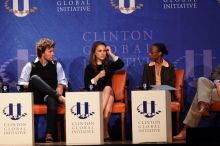 Blake Mycoskie (1-L), founder of TOMS shoes, Natalie Portman (2-L), Mambidzeni Madzivire (2-R), BME graduate student at Mayo Graduate School, and Former President Bill Clinton (1-R) at the first plenary session of the CGIU meeting.  Day one of the 2nd Annual Clinton Global Initiative University (CGIU) meeting was held at The University of Texas at Austin, Friday, February 13, 2009.

Filename: SRM_20090213_17025002.jpg
Aperture: f/4.0
Shutter Speed: 1/200
Body: Canon EOS 20D
Lens: Canon EF 300mm f/2.8 L IS