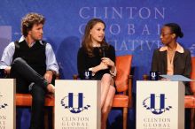 Blake Mycoskie (L), founder of TOMS shoes, Natalie Portman (C), and Mambidzeni Madzivire (R), BME graduate student at Mayo Graduate School, at the first plenary session of the CGIU meeting.  Day one of the 2nd Annual Clinton Global Initiative University (CGIU) meeting was held at The University of Texas at Austin, Friday, February 13, 2009.

Filename: SRM_20090213_17044621.jpg
Aperture: f/4.0
Shutter Speed: 1/200
Body: Canon EOS 20D
Lens: Canon EF 300mm f/2.8 L IS
