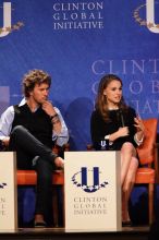 Blake Mycoskie (L), founder of TOMS shoes, and Natalie Portman (R) at the first plenary session of the CGIU meeting.  Day one of the 2nd Annual Clinton Global Initiative University (CGIU) meeting was held at The University of Texas at Austin, Friday, February 13, 2009.

Filename: SRM_20090213_17050426.jpg
Aperture: f/4.0
Shutter Speed: 1/250
Body: Canon EOS 20D
Lens: Canon EF 300mm f/2.8 L IS