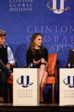 Blake Mycoskie (L), founder of TOMS shoes, and Natalie Portman (R) at the first plenary session of the CGIU meeting.  Day one of the 2nd Annual Clinton Global Initiative University (CGIU) meeting was held at The University of Texas at Austin, Friday, February 13, 2009.

Filename: SRM_20090213_17055835.jpg
Aperture: f/4.0
Shutter Speed: 1/250
Body: Canon EOS 20D
Lens: Canon EF 300mm f/2.8 L IS