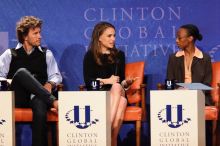 Blake Mycoskie (L), founder of TOMS shoes, Natalie Portman (C), and Mambidzeni Madzivire (R), BME graduate student at Mayo Graduate School, at the first plenary session of the CGIU meeting.  Day one of the 2nd Annual Clinton Global Initiative University (CGIU) meeting was held at The University of Texas at Austin, Friday, February 13, 2009.

Filename: SRM_20090213_17062645.jpg
Aperture: f/4.0
Shutter Speed: 1/200
Body: Canon EOS 20D
Lens: Canon EF 300mm f/2.8 L IS