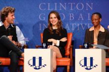 Blake Mycoskie (L), founder of TOMS shoes, Natalie Portman (C), and Mambidzeni Madzivire (R), BME graduate student at Mayo Graduate School, at the first plenary session of the CGIU meeting.  Day one of the 2nd Annual Clinton Global Initiative University (CGIU) meeting was held at The University of Texas at Austin, Friday, February 13, 2009.

Filename: SRM_20090213_17144491.jpg
Aperture: f/5.6
Shutter Speed: 1/200
Body: Canon EOS-1D Mark II
Lens: Canon EF 300mm f/2.8 L IS