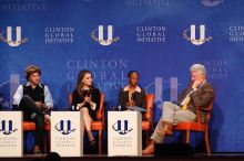 Blake Mycoskie (1-L), founder of TOMS shoes, Natalie Portman (2-L), Mambidzeni Madzivire (2-R), BME graduate student at Mayo Graduate School, and Former President Bill Clinton (1-R) at the first plenary session of the CGIU meeting. Day one of the 2nd Annual Clinton Global Initiative University (CGIU) meeting was held at The University of Texas at Austin, Friday, February 13, 2009. Blake Mycoskie (1-L), founder of TOMS shoes, Natalie Portman (2-L), Mambidzeni Madzivire (2-R), BME graduate student at Mayo Graduate School, and Former President Bill Clinton (1-R) at the first plenary session of the CGIU meeting. Day one of the 2nd Annual Clinton Global Initiative University (CGIU) meeting was held at The University of Texas at Austin, Friday, February 13, 2009.