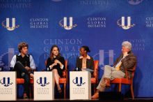 Blake Mycoskie (1-L), founder of TOMS shoes, Natalie Portman (2-L), Mambidzeni Madzivire (2-R), BME graduate student at Mayo Graduate School, and Former President Bill Clinton (1-R) at the first plenary session of the CGIU meeting.  Day one of the 2nd Annual Clinton Global Initiative University (CGIU) meeting was held at The University of Texas at Austin, Friday, February 13, 2009.

Filename: SRM_20090213_17294264.jpg
Aperture: f/5.0
Shutter Speed: 1/250
Body: Canon EOS-1D Mark II
Lens: Canon EF 300mm f/2.8 L IS