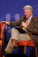 Former President Bill Clinton moderated the discussion between Natalie Portman, Mambidzeni Madzivire, BME graduate student at Mayo Graduate School, Blake Mycoskie, founder of TOMS shoes, and Paul Bell, president of Dell Global Public, during the first plenary session at the CGIU meeting.  Day one of the 2nd Annual Clinton Global Initiative University (CGIU) meeting was held at The University of Texas at Austin, Friday, February 13, 2009.

Filename: SRM_20090213_17324383.jpg
Aperture: f/5.6
Shutter Speed: 1/250
Body: Canon EOS 20D
Lens: Canon EF 300mm f/2.8 L IS