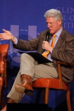 Former President Bill Clinton moderated the discussion between Natalie Portman, Mambidzeni Madzivire, BME graduate student at Mayo Graduate School, Blake Mycoskie, founder of TOMS shoes, and Paul Bell, president of Dell Global Public, during the first plenary session at the CGIU meeting.  Day one of the 2nd Annual Clinton Global Initiative University (CGIU) meeting was held at The University of Texas at Austin, Friday, February 13, 2009.

Filename: SRM_20090213_17324885.jpg
Aperture: f/5.6
Shutter Speed: 1/250
Body: Canon EOS 20D
Lens: Canon EF 300mm f/2.8 L IS