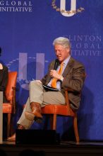 Former President Bill Clinton moderated the discussion between Natalie Portman, Mambidzeni Madzivire, BME graduate student at Mayo Graduate School, Blake Mycoskie, founder of TOMS shoes, and Paul Bell, president of Dell Global Public, during the first plenary session at the CGIU meeting.  Day one of the 2nd Annual Clinton Global Initiative University (CGIU) meeting was held at The University of Texas at Austin, Friday, February 13, 2009.

Filename: SRM_20090213_17440074.jpg
Aperture: f/4.0
Shutter Speed: 1/250
Body: Canon EOS 20D
Lens: Canon EF 300mm f/2.8 L IS