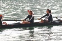 The Texas Rowing second novice eight team, with coxswain Emma Dirks, Sharon Dietz, Lucia Babar, Kait Postle, Ashley Hiatt, Andrea Janowski, Madonna Bregon, Daryn Ofczarzak and Dani Mohling, finished with a time of 7:34.5, defeating Iowa which completed the race in 7:35.6. This was the second session of the Longhorn Invitational, Saturday morning, March 21, 2009 on Lady Bird Lake.  They won a total of three races over the weekend.

Filename: SRM_20090321_08511028.jpg
Aperture: f/4.0
Shutter Speed: 1/1600
Body: Canon EOS-1D Mark II
Lens: Canon EF 300mm f/2.8 L IS