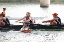 The Texas Rowing second novice eight team, with coxswain Emma Dirks, Sharon Dietz, Lucia Babar, Kait Postle, Ashley Hiatt, Andrea Janowski, Madonna Bregon, Daryn Ofczarzak and Dani Mohling, finished with a time of 7:34.5, defeating Iowa which completed the race in 7:35.6. This was the second session of the Longhorn Invitational, Saturday morning, March 21, 2009 on Lady Bird Lake.  They won a total of three races over the weekend.

Filename: SRM_20090321_09351864.jpg
Aperture: f/4.0
Shutter Speed: 1/1250
Body: Canon EOS-1D Mark II
Lens: Canon EF 300mm f/2.8 L IS