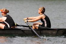 The Texas Rowing second novice eight team, with coxswain Emma Dirks, Sharon Dietz, Lucia Babar, Kait Postle, Ashley Hiatt, Andrea Janowski, Madonna Bregon, Daryn Ofczarzak and Dani Mohling, finished with a time of 8:07.5, losing to Wisconsin, which completed the race in 7:47.1. This was the third session of the Longhorn Invitational, Saturday afternoon, March 21, 2009 on Lady Bird Lake.  They won a total of three races over the weekend.

Filename: SRM_20090321_16013808.jpg
Aperture: f/5.6
Shutter Speed: 1/2000
Body: Canon EOS-1D Mark II
Lens: Canon EF 300mm f/2.8 L IS