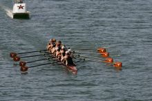 The Texas Rowing first varsity eight team, with coxswain Mary Cait McPherson, stroke Jen VanderMaarel, Felicia Izaguirre-Werner, Meg George, Nancy Arrington, Jelena Zunic, Karli Sheahan, Colleen Irby and Sara Cottingham, finished with a time of 7:09.3, losing to Wisconsin, which completed the race in 7:01.1. This was the third session of the Longhorn Invitational, Saturday afternoon, March 21, 2009 on Lady Bird Lake.

Filename: SRM_20090321_16352200.jpg
Aperture: f/8.0
Shutter Speed: 1/1600
Body: Canon EOS-1D Mark II
Lens: Canon EF 300mm f/2.8 L IS