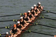 The Texas Rowing first varsity eight team, with coxswain Mary Cait McPherson, stroke Jen VanderMaarel, Felicia Izaguirre-Werner, Meg George, Nancy Arrington, Jelena Zunic, Karli Sheahan, Colleen Irby and Sara Cottingham, finished with a time of 7:09.3, losing to Wisconsin, which completed the race in 7:01.1. This was the third session of the Longhorn Invitational, Saturday afternoon, March 21, 2009 on Lady Bird Lake.

Filename: SRM_20090321_16360038.jpg
Aperture: f/8.0
Shutter Speed: 1/1250
Body: Canon EOS-1D Mark II
Lens: Canon EF 300mm f/2.8 L IS