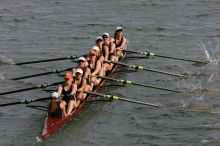 The Texas Rowing first varsity eight team, with coxswain Mary Cait McPherson, stroke Jen VanderMaarel, Felicia Izaguirre-Werner, Meg George, Nancy Arrington, Jelena Zunic, Karli Sheahan, Colleen Irby and Sara Cottingham, finished with a time of 7:09.3, losing to Wisconsin, which completed the race in 7:01.1. This was the third session of the Longhorn Invitational, Saturday afternoon, March 21, 2009 on Lady Bird Lake.

Filename: SRM_20090321_16360440.jpg
Aperture: f/8.0
Shutter Speed: 1/1600
Body: Canon EOS-1D Mark II
Lens: Canon EF 300mm f/2.8 L IS