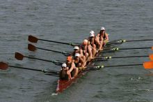 The Texas Rowing first varsity eight team, with coxswain Mary Cait McPherson, stroke Jen VanderMaarel, Felicia Izaguirre-Werner, Meg George, Nancy Arrington, Jelena Zunic, Karli Sheahan, Colleen Irby and Sara Cottingham, finished with a time of 7:09.3, losing to Wisconsin, which completed the race in 7:01.1. This was the third session of the Longhorn Invitational, Saturday afternoon, March 21, 2009 on Lady Bird Lake.

Filename: SRM_20090321_16360641.jpg
Aperture: f/8.0
Shutter Speed: 1/1600
Body: Canon EOS-1D Mark II
Lens: Canon EF 300mm f/2.8 L IS