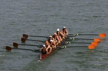 The Texas Rowing first varsity eight team, with coxswain Mary Cait McPherson, stroke Jen VanderMaarel, Felicia Izaguirre-Werner, Meg George, Nancy Arrington, Jelena Zunic, Karli Sheahan, Colleen Irby and Sara Cottingham, finished with a time of 7:09.3, losing to Wisconsin, which completed the race in 7:01.1. This was the third session of the Longhorn Invitational, Saturday afternoon, March 21, 2009 on Lady Bird Lake.

Filename: SRM_20090321_16360942.jpg
Aperture: f/8.0
Shutter Speed: 1/1600
Body: Canon EOS-1D Mark II
Lens: Canon EF 300mm f/2.8 L IS