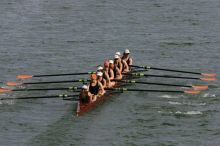 The Texas Rowing first varsity eight team, with coxswain Mary Cait McPherson, stroke Jen VanderMaarel, Felicia Izaguirre-Werner, Meg George, Nancy Arrington, Jelena Zunic, Karli Sheahan, Colleen Irby and Sara Cottingham, finished with a time of 7:09.3, losing to Wisconsin, which completed the race in 7:01.1. This was the third session of the Longhorn Invitational, Saturday afternoon, March 21, 2009 on Lady Bird Lake.

Filename: SRM_20090321_16361045.jpg
Aperture: f/8.0
Shutter Speed: 1/1600
Body: Canon EOS-1D Mark II
Lens: Canon EF 300mm f/2.8 L IS
