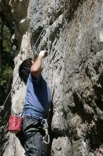 Javier Morales on the dyno while leading Lick the Window (5.10c).  It was another long day of rock climbing at Seismic Wall on Austin's Barton Creek Greenbelt, Sunday, April 5, 2009.

Filename: SRM_20090405_11452671.jpg
Aperture: f/5.0
Shutter Speed: 1/500
Body: Canon EOS-1D Mark II
Lens: Canon EF 80-200mm f/2.8 L