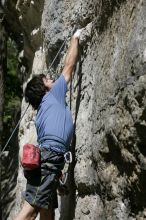 Javier Morales on the dyno while leading Lick the Window (5.10c).  It was another long day of rock climbing at Seismic Wall on Austin's Barton Creek Greenbelt, Sunday, April 5, 2009.

Filename: SRM_20090405_11452773.jpg
Aperture: f/5.6
Shutter Speed: 1/500
Body: Canon EOS-1D Mark II
Lens: Canon EF 80-200mm f/2.8 L