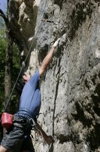 Javier Morales on the dyno while leading Lick the Window (5.10c).  It was another long day of rock climbing at Seismic Wall on Austin's Barton Creek Greenbelt, Sunday, April 5, 2009.

Filename: SRM_20090405_11483881.jpg
Aperture: f/5.6
Shutter Speed: 1/500
Body: Canon EOS-1D Mark II
Lens: Canon EF 80-200mm f/2.8 L