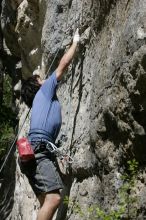 Javier Morales on the dyno while leading Lick the Window (5.10c).  It was another long day of rock climbing at Seismic Wall on Austin's Barton Creek Greenbelt, Sunday, April 5, 2009.

Filename: SRM_20090405_11492783.jpg
Aperture: f/8.0
Shutter Speed: 1/500
Body: Canon EOS-1D Mark II
Lens: Canon EF 80-200mm f/2.8 L