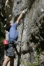 Javier Morales on the dyno while leading Lick the Window (5.10c).  It was another long day of rock climbing at Seismic Wall on Austin's Barton Creek Greenbelt, Sunday, April 5, 2009.

Filename: SRM_20090405_11492784.jpg
Aperture: f/8.0
Shutter Speed: 1/500
Body: Canon EOS-1D Mark II
Lens: Canon EF 80-200mm f/2.8 L