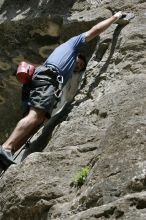 Javier Morales on the dyno while leading Lick the Window (5.10c).  It was another long day of rock climbing at Seismic Wall on Austin's Barton Creek Greenbelt, Sunday, April 5, 2009.

Filename: SRM_20090405_11514191.jpg
Aperture: f/6.3
Shutter Speed: 1/500
Body: Canon EOS-1D Mark II
Lens: Canon EF 80-200mm f/2.8 L