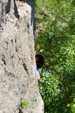 Javier Morales leading up Nose Print on the Windshield (5.11c), shot from the top of Ack! (5.11b, but using the crack for the start instead) that I top roped up with my camera on my back.  It was another long day of rock climbing at Seismic Wall on Austin's Barton Creek Greenbelt, Sunday, April 5, 2009.

Filename: SRM_20090405_13055395.jpg
Aperture: f/5.6
Shutter Speed: 1/400
Body: Canon EOS-1D Mark II
Lens: Canon EF 80-200mm f/2.8 L