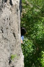 Javier Morales leading up Nose Print on the Windshield (5.11c), shot from the top of Ack! (5.11b, but using the crack for the start instead) that I top roped up with my camera on my back.  It was another long day of rock climbing at Seismic Wall on Austin's Barton Creek Greenbelt, Sunday, April 5, 2009.

Filename: SRM_20090405_13055799.jpg
Aperture: f/6.3
Shutter Speed: 1/400
Body: Canon EOS-1D Mark II
Lens: Canon EF 80-200mm f/2.8 L