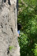 Javier Morales leading up Nose Print on the Windshield (5.11c), shot from the top of Ack! (5.11b, but using the crack for the start instead) that I top roped up with my camera on my back.  It was another long day of rock climbing at Seismic Wall on Austin's Barton Creek Greenbelt, Sunday, April 5, 2009.

Filename: SRM_20090405_13055800.jpg
Aperture: f/7.1
Shutter Speed: 1/400
Body: Canon EOS-1D Mark II
Lens: Canon EF 80-200mm f/2.8 L