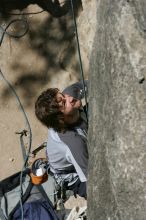 Andrew Dreher attempting the dyno while leading Lick the Window (5.10c), shot from the top of Ack! (5.11b, but using the crack for the start instead) that I top roped up with my camera on my back.  It was another long day of rock climbing at Seismic Wall on Austin's Barton Creek Greenbelt, Sunday, April 5, 2009.

Filename: SRM_20090405_13155806.jpg
Aperture: f/10.0
Shutter Speed: 1/500
Body: Canon EOS-1D Mark II
Lens: Canon EF 80-200mm f/2.8 L