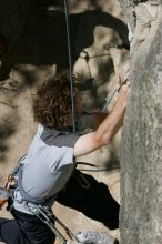 Andrew Dreher attempting the dyno while leading Lick the Window (5.10c), shot from the top of Ack! (5.11b, but using the crack for the start instead) that I top roped up with my camera on my back.  It was another long day of rock climbing at Seismic Wall on Austin's Barton Creek Greenbelt, Sunday, April 5, 2009.

Filename: SRM_20090405_13155912.jpg
Aperture: f/10.0
Shutter Speed: 1/500
Body: Canon EOS-1D Mark II
Lens: Canon EF 80-200mm f/2.8 L