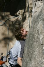 Andrew Dreher attempting the dyno while leading Lick the Window (5.10c), shot from the top of Ack! (5.11b, but using the crack for the start instead) that I top roped up with my camera on my back.  It was another long day of rock climbing at Seismic Wall on Austin's Barton Creek Greenbelt, Sunday, April 5, 2009.

Filename: SRM_20090405_13162914.jpg
Aperture: f/10.0
Shutter Speed: 1/500
Body: Canon EOS-1D Mark II
Lens: Canon EF 80-200mm f/2.8 L