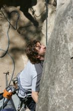 Andrew Dreher attempting the dyno while leading Lick the Window (5.10c), shot from the top of Ack! (5.11b, but using the crack for the start instead) that I top roped up with my camera on my back.  It was another long day of rock climbing at Seismic Wall on Austin's Barton Creek Greenbelt, Sunday, April 5, 2009.

Filename: SRM_20090405_13170720.jpg
Aperture: f/9.0
Shutter Speed: 1/500
Body: Canon EOS-1D Mark II
Lens: Canon EF 80-200mm f/2.8 L