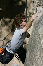 Andrew Dreher attempting the dyno while leading Lick the Window (5.10c), shot from the top of Ack! (5.11b, but using the crack for the start instead) that I top roped up with my camera on my back.  It was another long day of rock climbing at Seismic Wall on Austin's Barton Creek Greenbelt, Sunday, April 5, 2009.

Filename: SRM_20090405_13170825.jpg
Aperture: f/10.0
Shutter Speed: 1/500
Body: Canon EOS-1D Mark II
Lens: Canon EF 80-200mm f/2.8 L