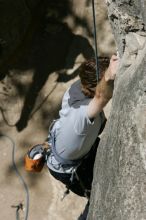 Andrew Dreher attempting the dyno while leading Lick the Window (5.10c), shot from the top of Ack! (5.11b, but using the crack for the start instead) that I top roped up with my camera on my back.  It was another long day of rock climbing at Seismic Wall on Austin's Barton Creek Greenbelt, Sunday, April 5, 2009.

Filename: SRM_20090405_13170930.jpg
Aperture: f/10.0
Shutter Speed: 1/500
Body: Canon EOS-1D Mark II
Lens: Canon EF 80-200mm f/2.8 L