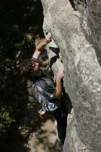 Andrew Dreher leading Lick the Window (5.10c), shot from the top of Ack! (5.11b, but using the crack for the start instead) that I top roped up with my camera on my back.  It was another long day of rock climbing at Seismic Wall on Austin's Barton Creek Greenbelt, Sunday, April 5, 2009.

Filename: SRM_20090405_13215864.jpg
Aperture: f/11.0
Shutter Speed: 1/500
Body: Canon EOS-1D Mark II
Lens: Canon EF 80-200mm f/2.8 L