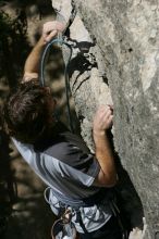 Andrew Dreher leading Lick the Window (5.10c), shot from the top of Ack! (5.11b, but using the crack for the start instead) that I top roped up with my camera on my back.  It was another long day of rock climbing at Seismic Wall on Austin's Barton Creek Greenbelt, Sunday, April 5, 2009.

Filename: SRM_20090405_13220470.jpg
Aperture: f/11.0
Shutter Speed: 1/500
Body: Canon EOS-1D Mark II
Lens: Canon EF 80-200mm f/2.8 L