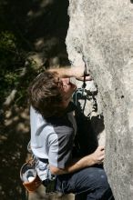 Andrew Dreher leading Lick the Window (5.10c), shot from the top of Ack! (5.11b, but using the crack for the start instead) that I top roped up with my camera on my back.  It was another long day of rock climbing at Seismic Wall on Austin's Barton Creek Greenbelt, Sunday, April 5, 2009.

Filename: SRM_20090405_13223174.jpg
Aperture: f/9.0
Shutter Speed: 1/500
Body: Canon EOS-1D Mark II
Lens: Canon EF 80-200mm f/2.8 L