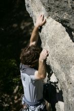 Andrew Dreher leading Lick the Window (5.10c), shot from the top of Ack! (5.11b, but using the crack for the start instead) that I top roped up with my camera on my back.  It was another long day of rock climbing at Seismic Wall on Austin's Barton Creek Greenbelt, Sunday, April 5, 2009.

Filename: SRM_20090405_13225388.jpg
Aperture: f/7.1
Shutter Speed: 1/500
Body: Canon EOS-1D Mark II
Lens: Canon EF 80-200mm f/2.8 L