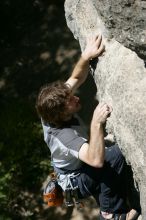 Andrew Dreher leading Lick the Window (5.10c), shot from the top of Ack! (5.11b, but using the crack for the start instead) that I top roped up with my camera on my back.  It was another long day of rock climbing at Seismic Wall on Austin's Barton Creek Greenbelt, Sunday, April 5, 2009.

Filename: SRM_20090405_13225696.jpg
Aperture: f/5.6
Shutter Speed: 1/500
Body: Canon EOS-1D Mark II
Lens: Canon EF 80-200mm f/2.8 L