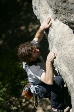 Andrew Dreher leading Lick the Window (5.10c), shot from the top of Ack! (5.11b, but using the crack for the start instead) that I top roped up with my camera on my back.  It was another long day of rock climbing at Seismic Wall on Austin's Barton Creek Greenbelt, Sunday, April 5, 2009.

Filename: SRM_20090405_13225697.jpg
Aperture: f/5.6
Shutter Speed: 1/500
Body: Canon EOS-1D Mark II
Lens: Canon EF 80-200mm f/2.8 L