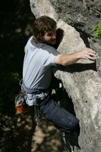 Andrew Dreher leading Lick the Window (5.10c), shot from the top of Ack! (5.11b, but using the crack for the start instead) that I top roped up with my camera on my back.  It was another long day of rock climbing at Seismic Wall on Austin's Barton Creek Greenbelt, Sunday, April 5, 2009.

Filename: SRM_20090405_13230308.jpg
Aperture: f/7.1
Shutter Speed: 1/500
Body: Canon EOS-1D Mark II
Lens: Canon EF 80-200mm f/2.8 L