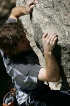 Andrew Dreher leading Lick the Window (5.10c), shot from the top of Ack! (5.11b, but using the crack for the start instead) that I top roped up with my camera on my back.  It was another long day of rock climbing at Seismic Wall on Austin's Barton Creek Greenbelt, Sunday, April 5, 2009.

Filename: SRM_20090405_13231417.jpg
Aperture: f/7.1
Shutter Speed: 1/500
Body: Canon EOS-1D Mark II
Lens: Canon EF 80-200mm f/2.8 L