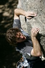 Andrew Dreher leading Lick the Window (5.10c), shot from the top of Ack! (5.11b, but using the crack for the start instead) that I top roped up with my camera on my back.  It was another long day of rock climbing at Seismic Wall on Austin's Barton Creek Greenbelt, Sunday, April 5, 2009.

Filename: SRM_20090405_13231519.jpg
Aperture: f/6.3
Shutter Speed: 1/500
Body: Canon EOS-1D Mark II
Lens: Canon EF 80-200mm f/2.8 L